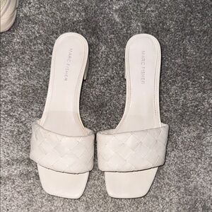 Marc Fisher Cream Woven Slide Sandals